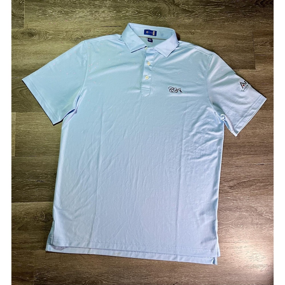 Stitch‎ Golf Polo Shirt Mens Medium Blue Solid Short Sleeve Golf Performance